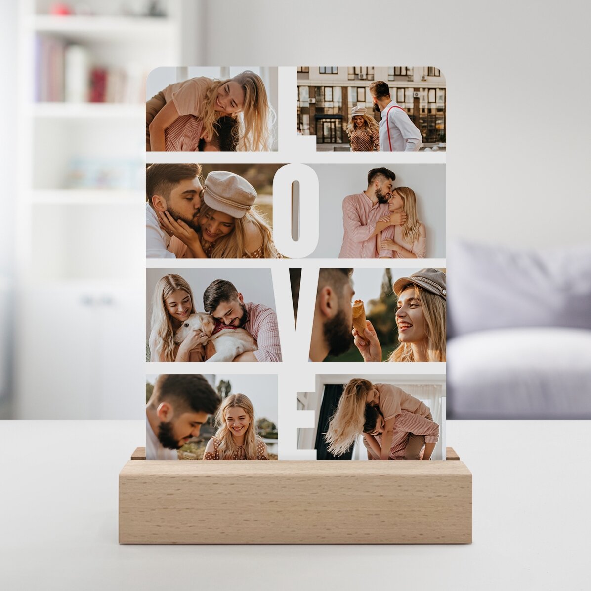 Lampada da comodino a LED personalizzata con 8 foto