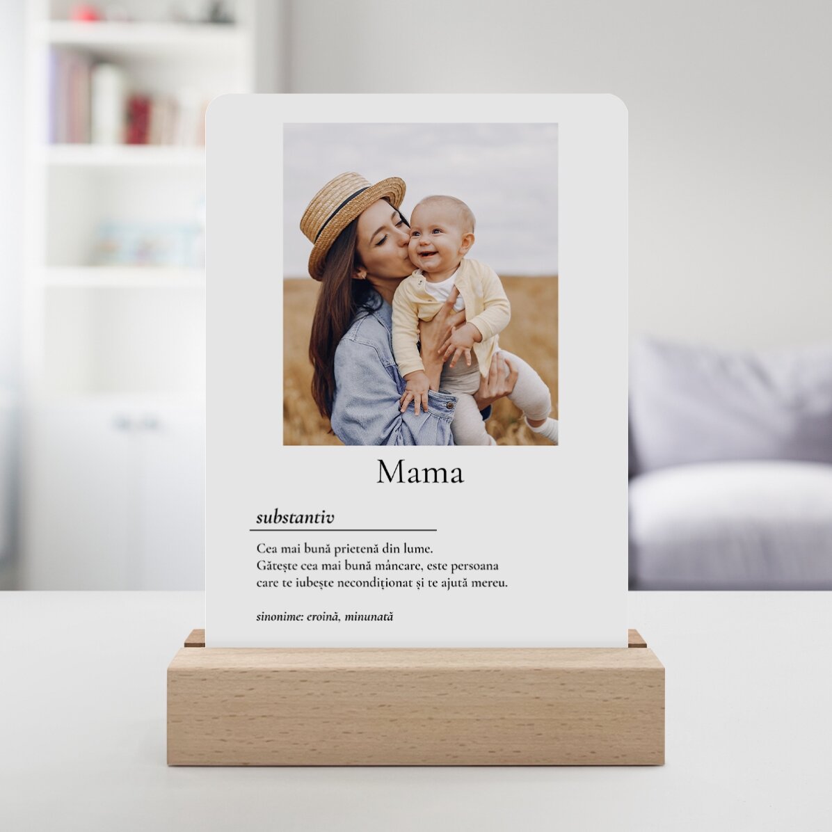 Lampada da comodino a LED personalizzata con una foto e un messaggio