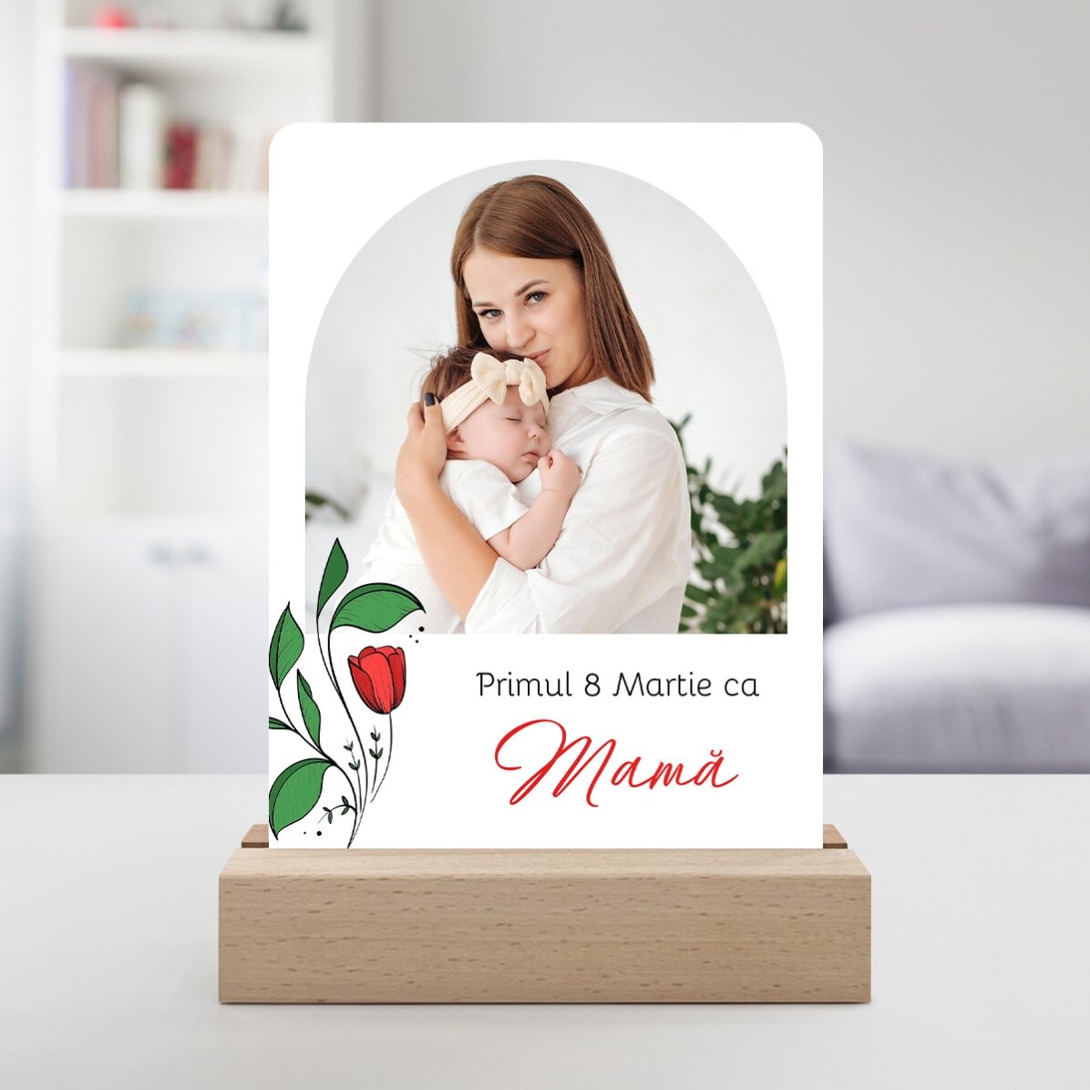 Lampada da comodino a LED personalizzata con foto e testo - Un ricordo speciale