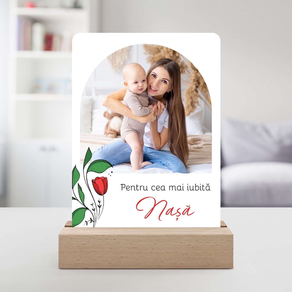 Lampada da comodino a LED personalizzata con foto e testo - Un ricordo speciale