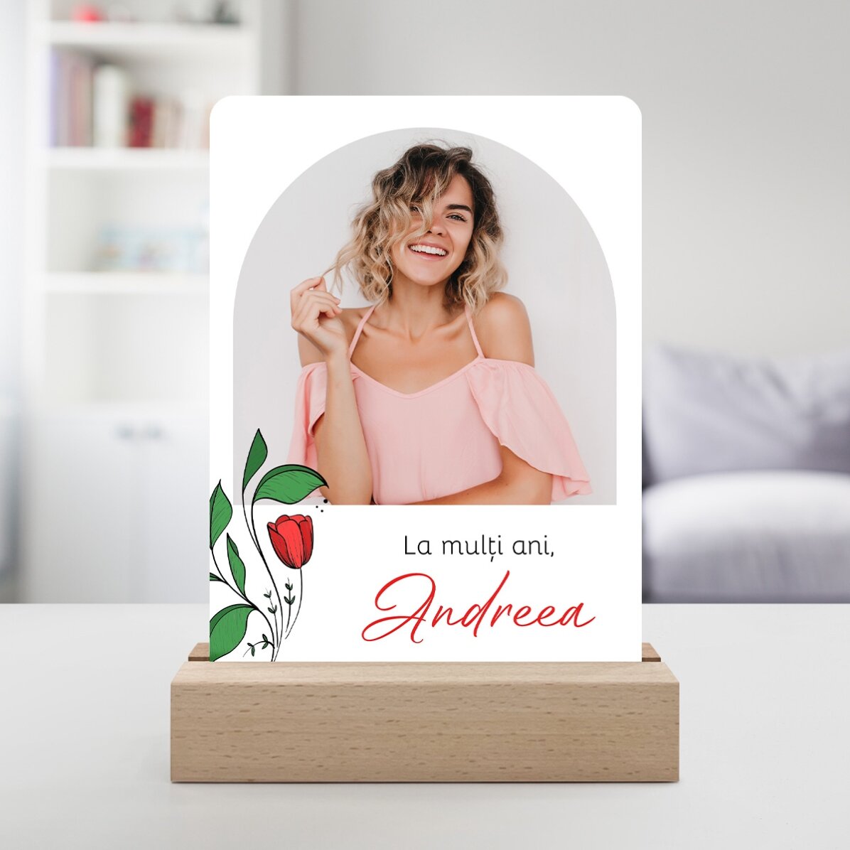 Lampada da comodino a LED personalizzata con foto e testo - Un ricordo speciale