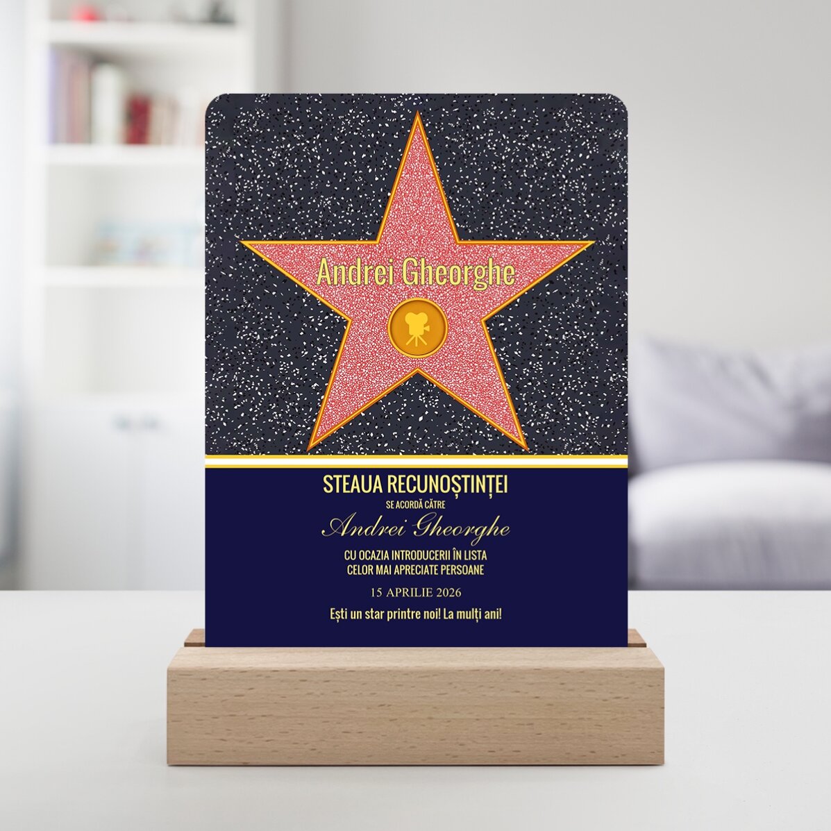 Lampada da comodino a LED personalizzata con messaggio - La stella della gratitudine