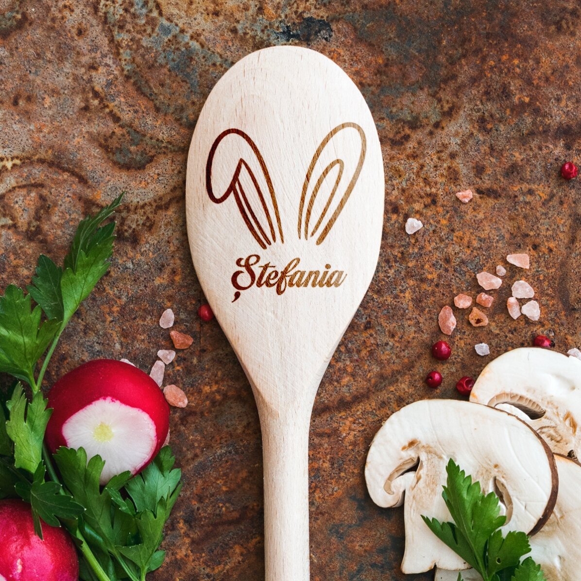 Cucchiaio di legno personalizzato - Bunny Ears