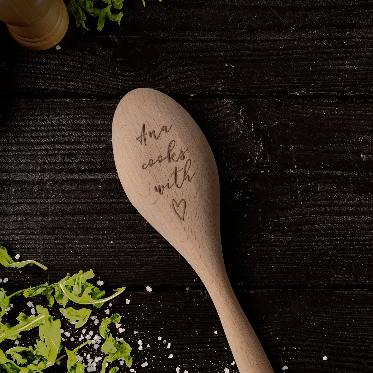 Cucchiaio di legno personalizzato - Cook with love