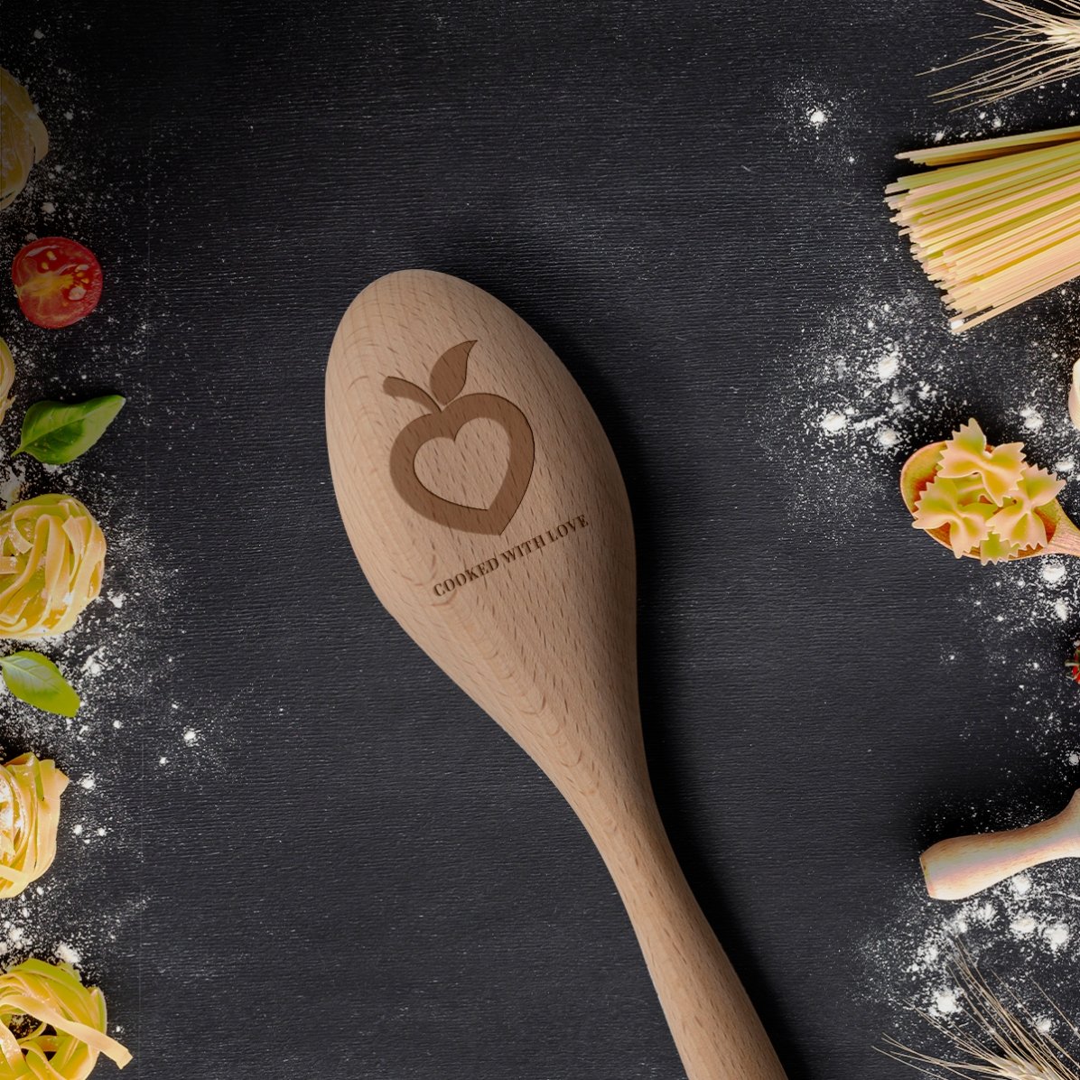 Cucchiaio di legno personalizzato - Cooked with love