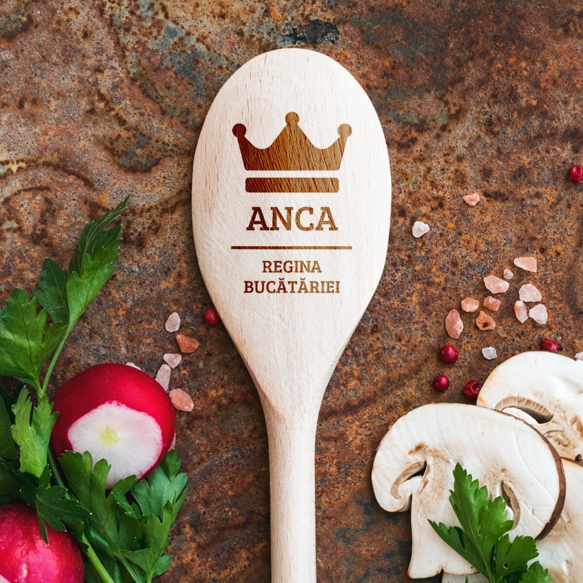 Cucchiaio di legno personalizzato - Corona