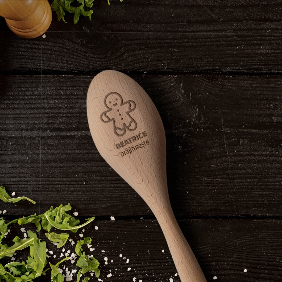 Cucchiaio di legno personalizzato - Gingerbread