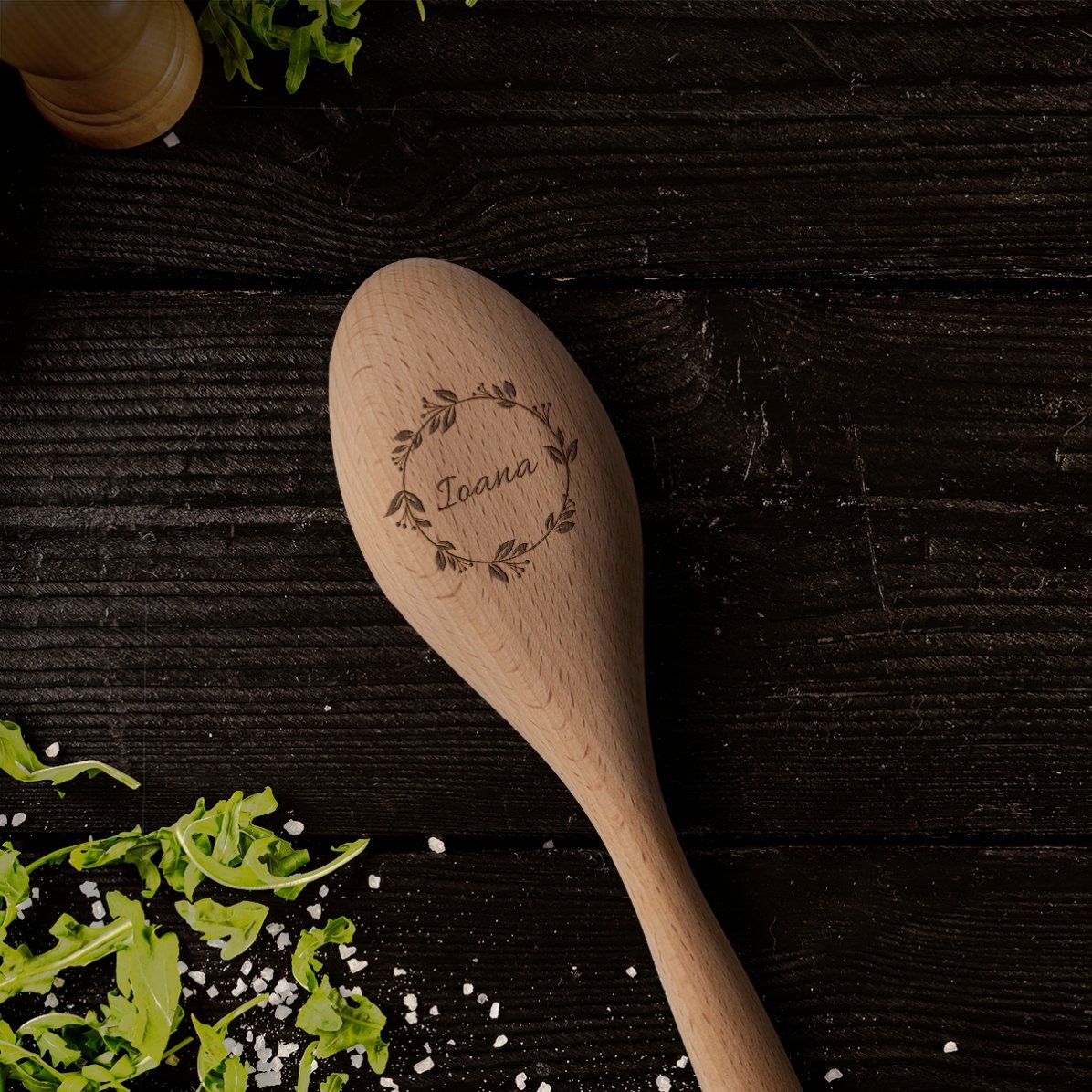 Personalised wooden spoon - floral design