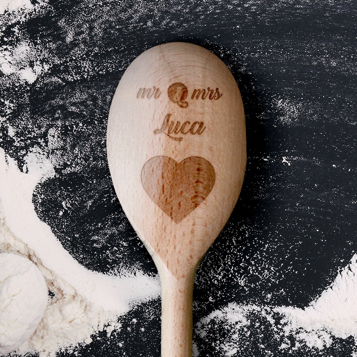 Cucchiaio di legno personalizzato - Mr & Mrs