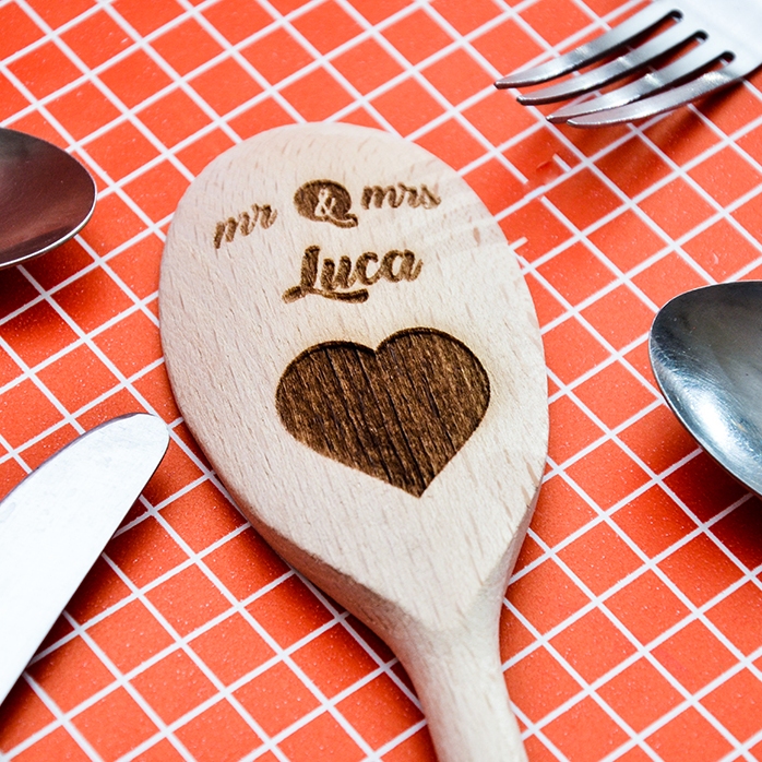 Cucchiaio di legno personalizzato - Mr & Mrs