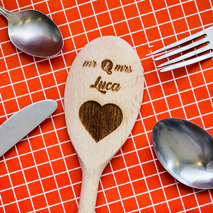 Cucchiaio di legno personalizzato - Mr & Mrs