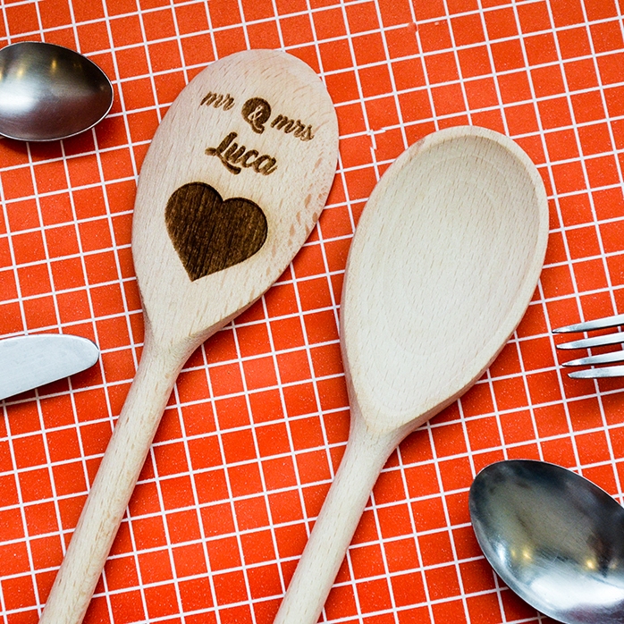 Cucchiaio di legno personalizzato - Mr & Mrs