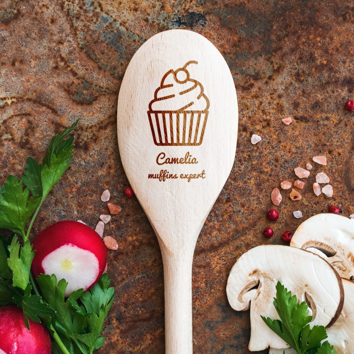 Cucchiaio di legno personalizzato - Muffins Expert
