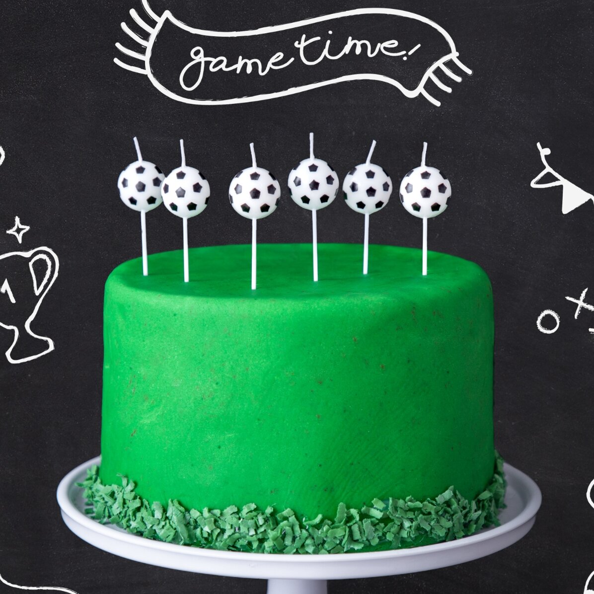 Candeline per torte - 6 palloni da calcio