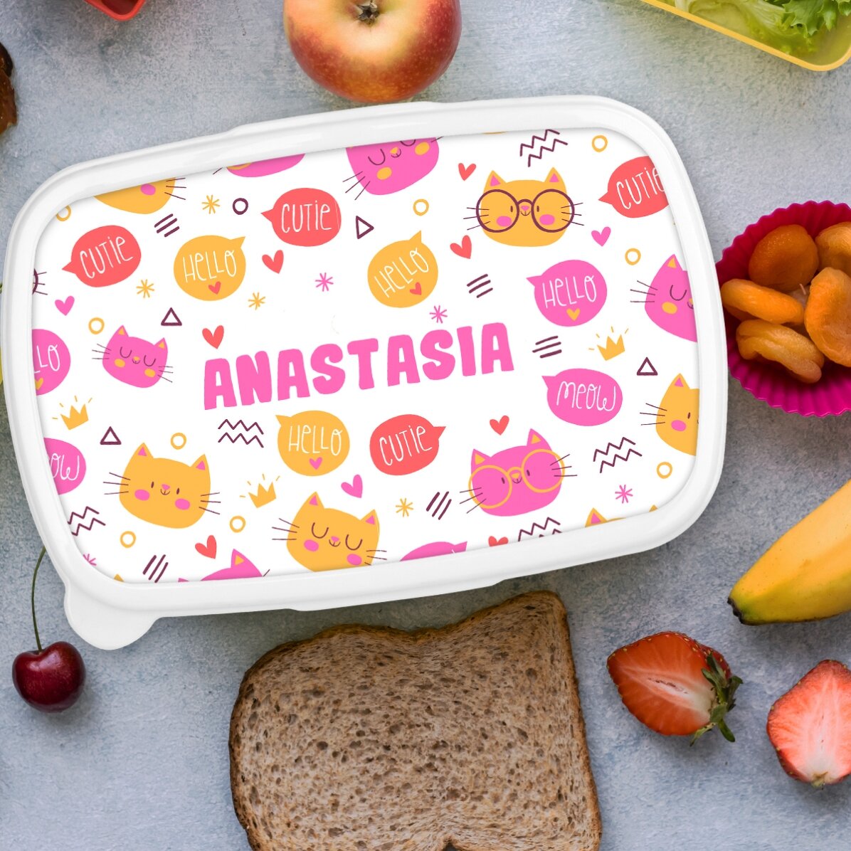 Contenitore per il pranzo, contenitore personalizzato con nome - Hello cuties