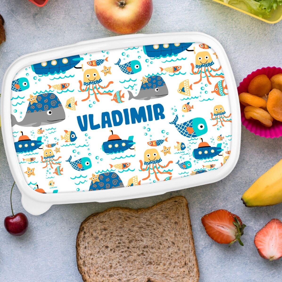 Contenitore per il pranzo, contenitore personalizzato con scritta - Blue sea