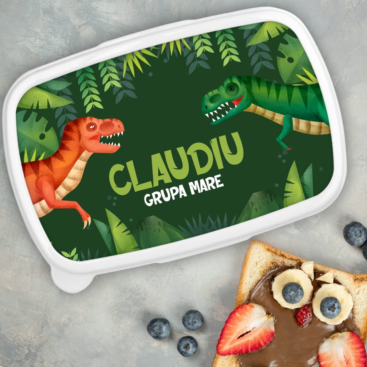 Contenitore per il pranzo, contenitore personalizzato con scritta - Dinosaurio T-Rex