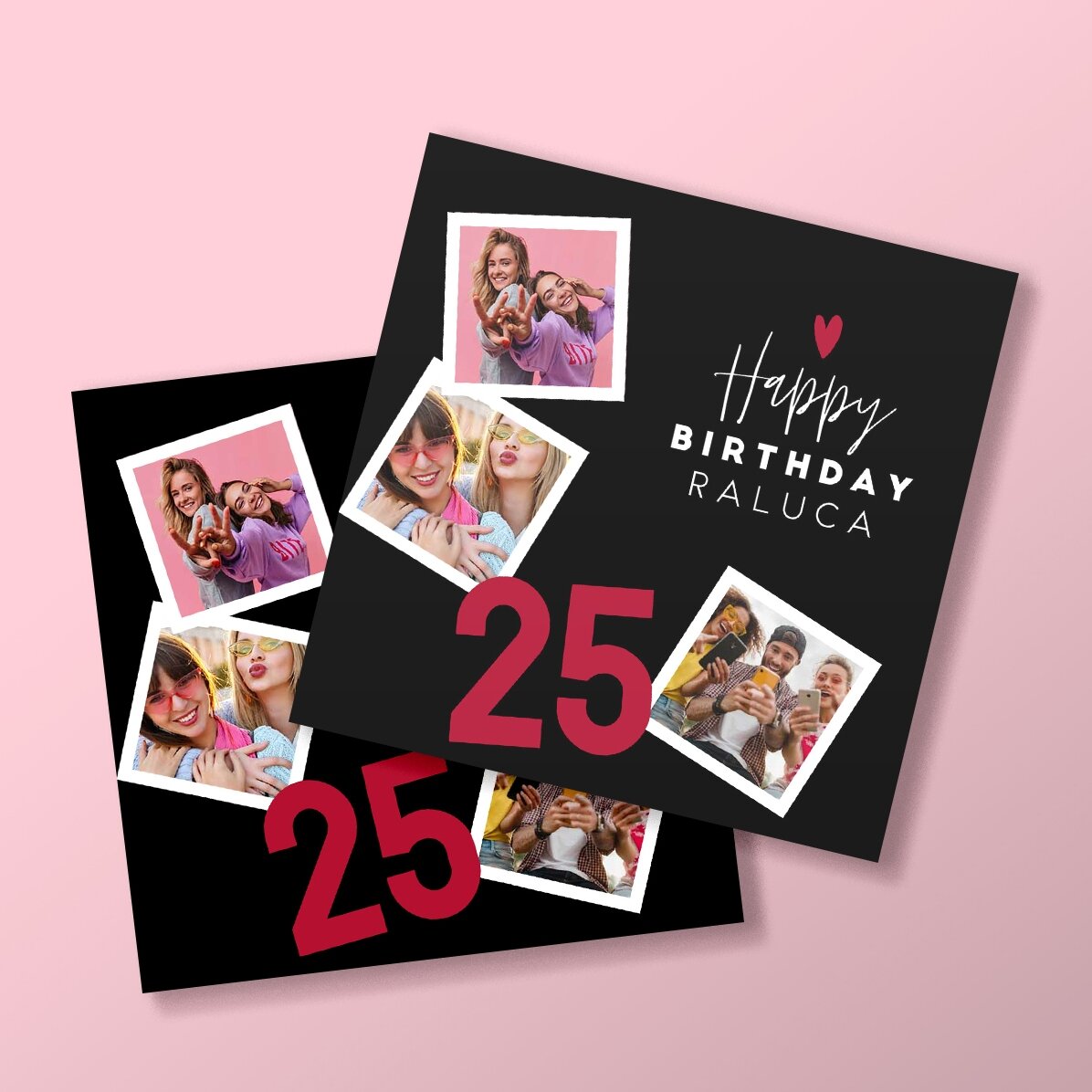 Magnete personalizzato 10x10 con 3 foto e testo - Buon compleanno!