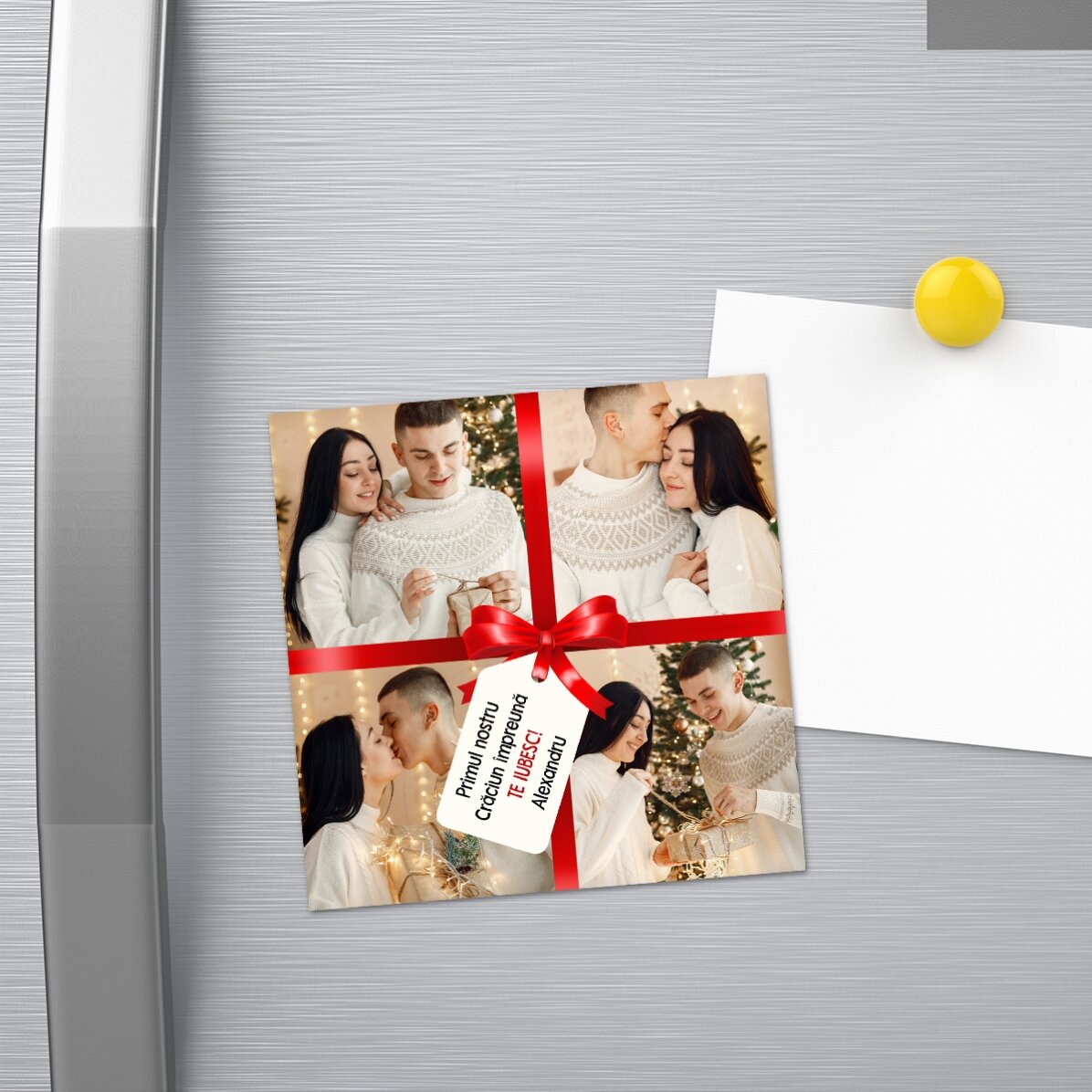 Magnete personalizzato 10x10 con 4 foto e un messaggio - Il regalo perfetto