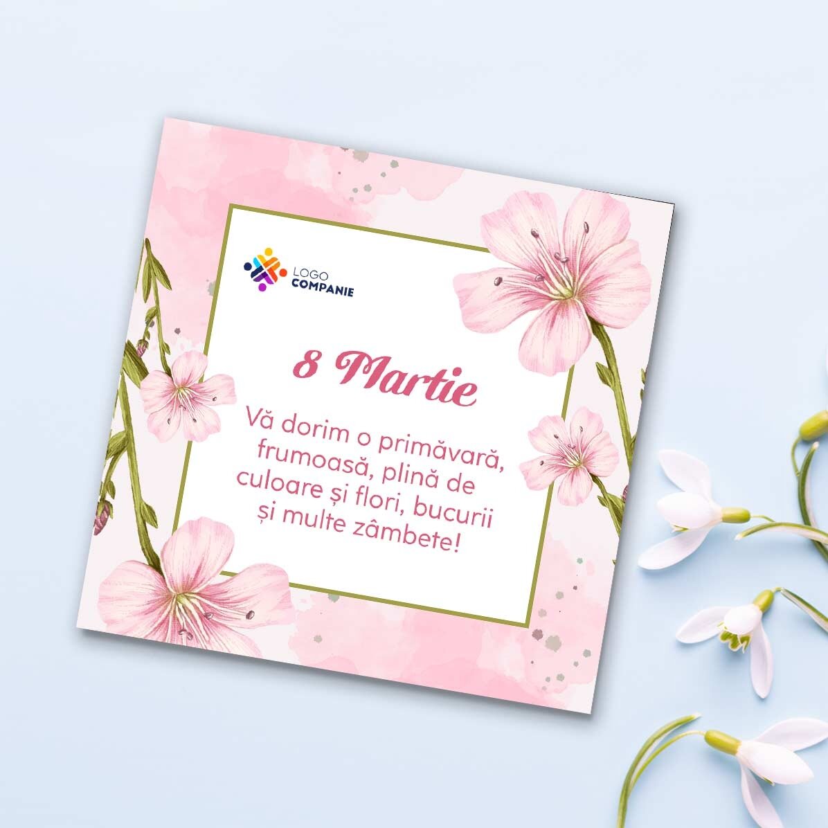 Magnete 10x10 personalizzato con logo e testo - 8 marzo