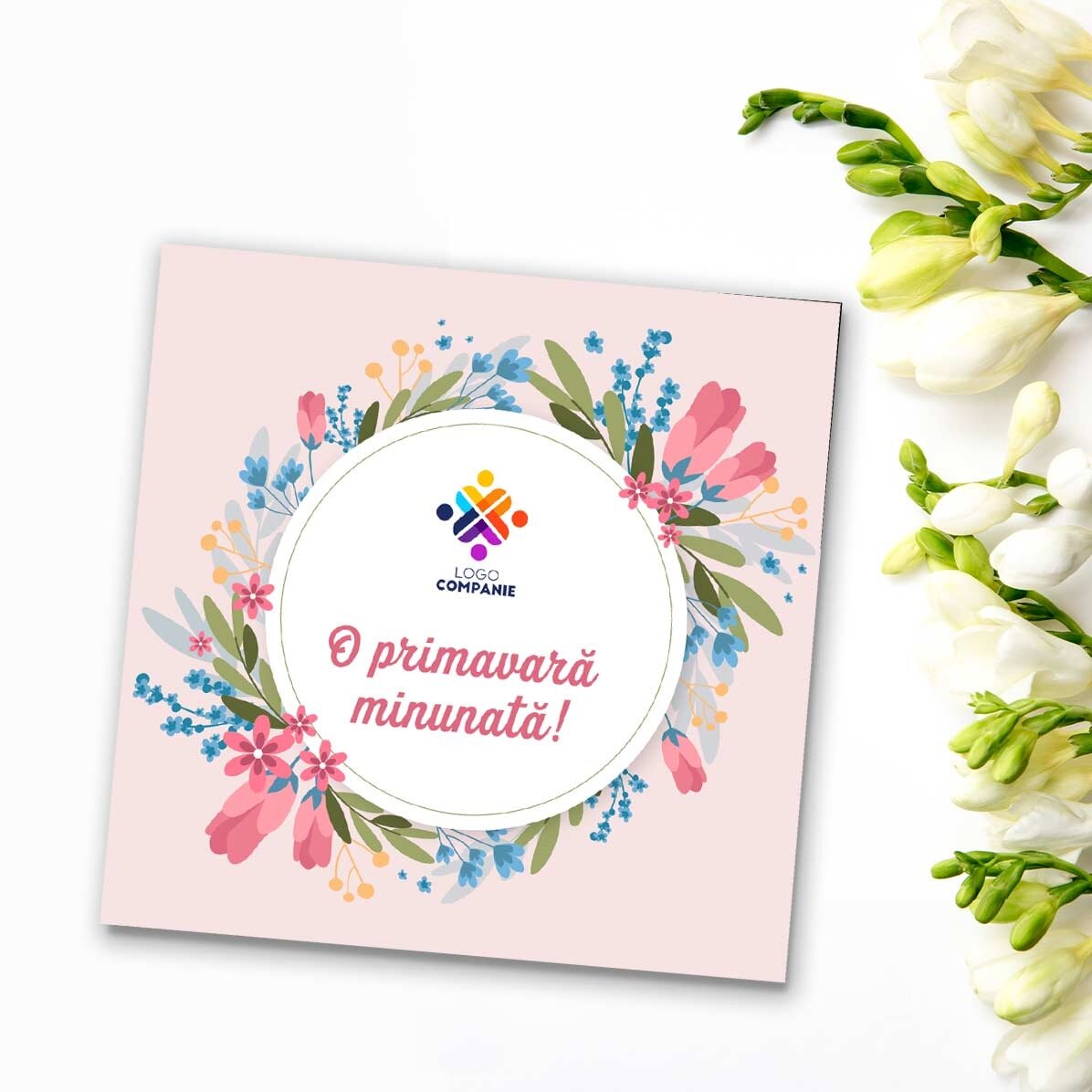 Magnete 10x10 personalizzato con logo e testo - Buona primavera!