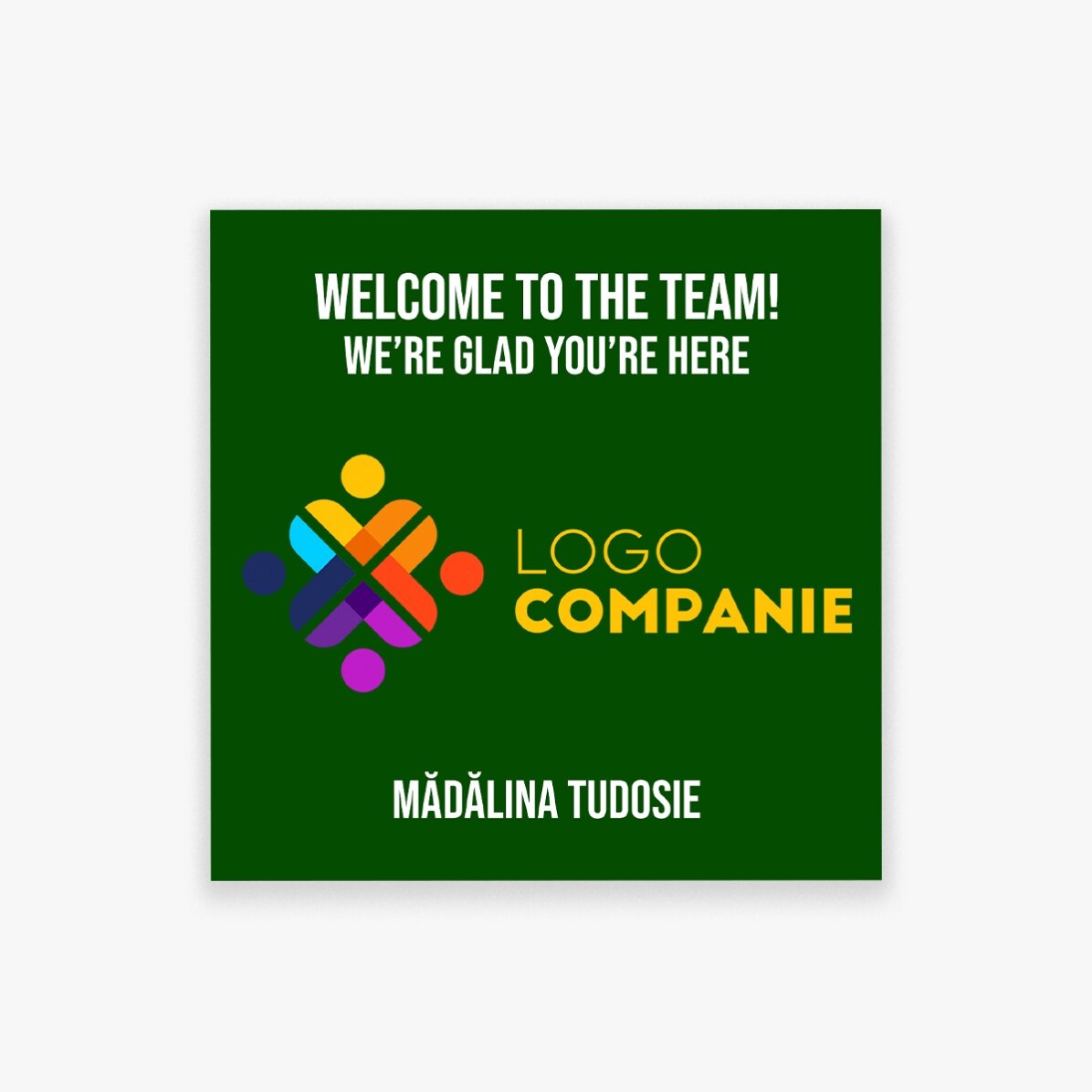 Magnete 10x10 personalizzato con logo e testo - Welcome