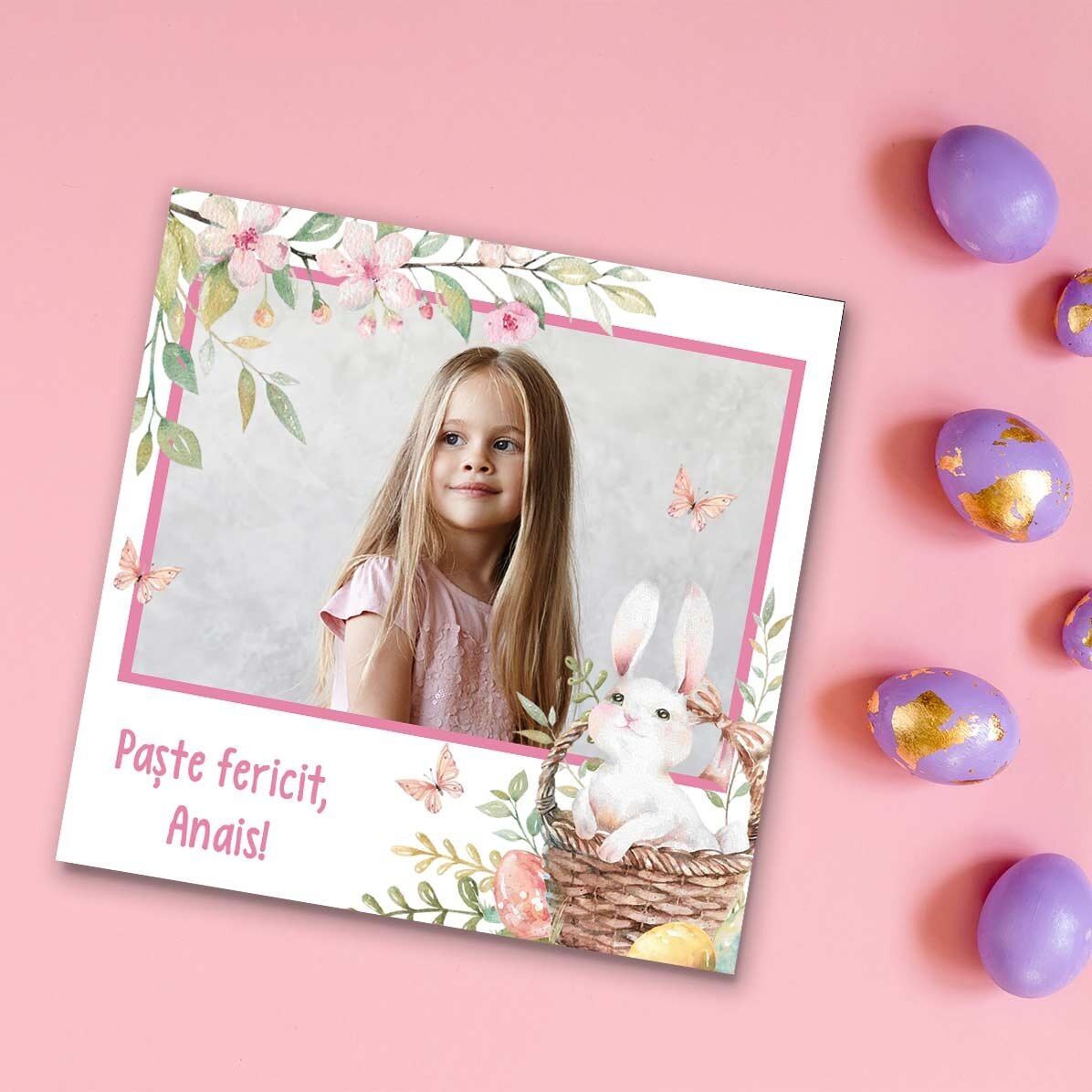 Magnete 10x10 personalizzato con una foto e un messaggio - Buona Pasqua!