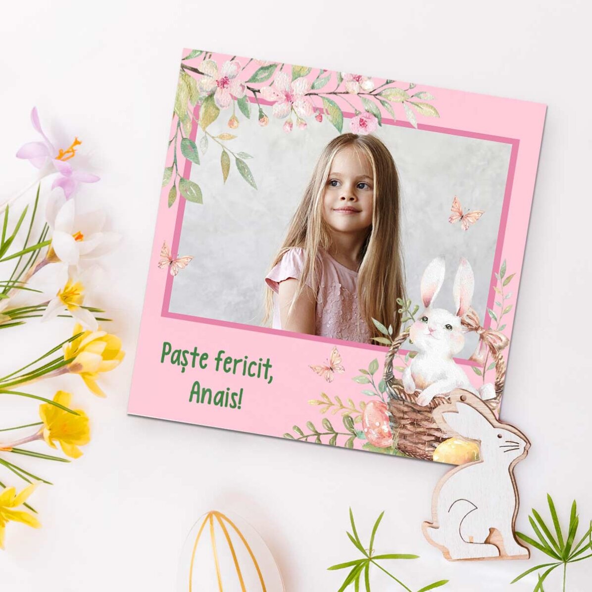 Magnete 10x10 personalizzato con una foto e un messaggio - Buona Pasqua!