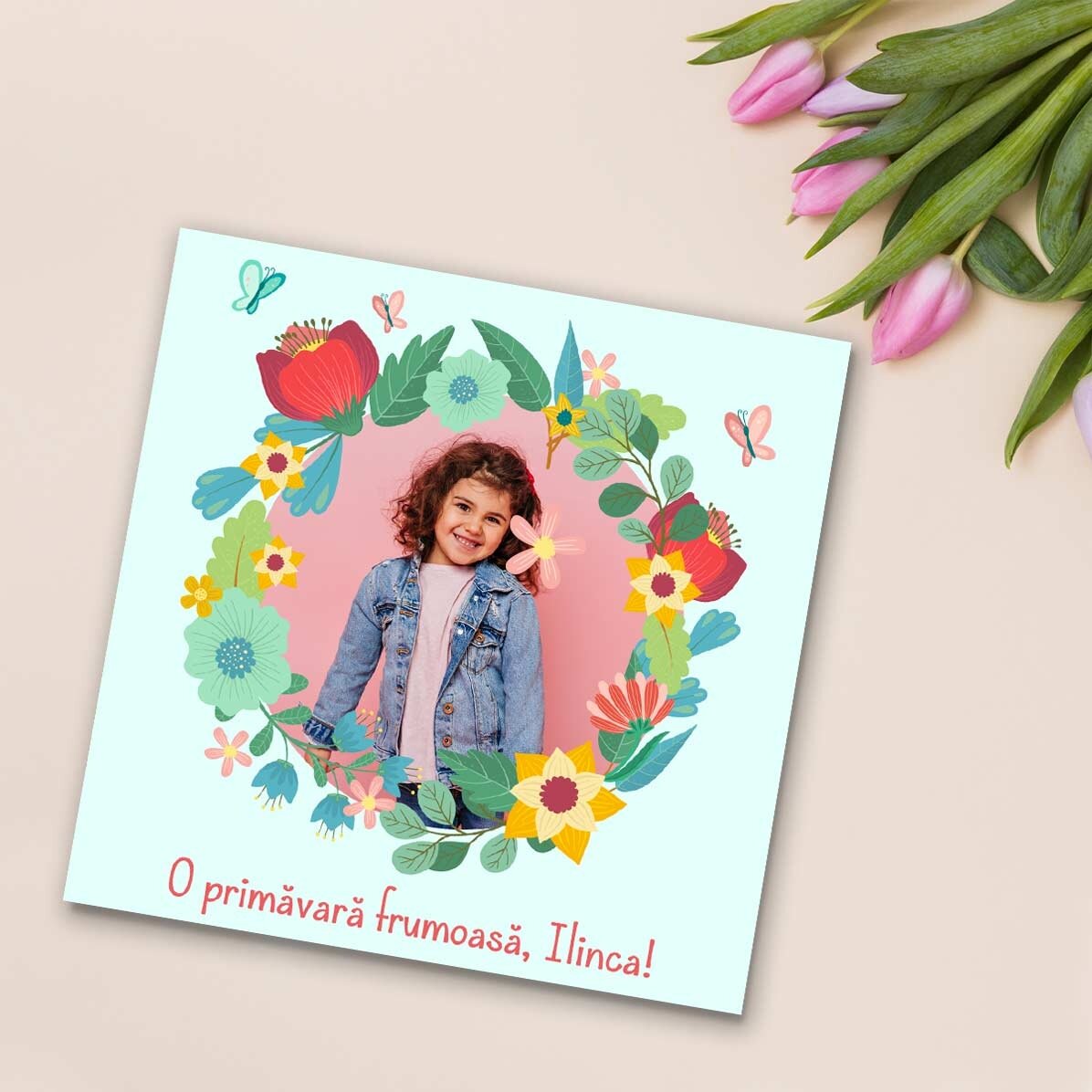 Magnete 10x10 personalizzato con una foto e un testo - Fiori