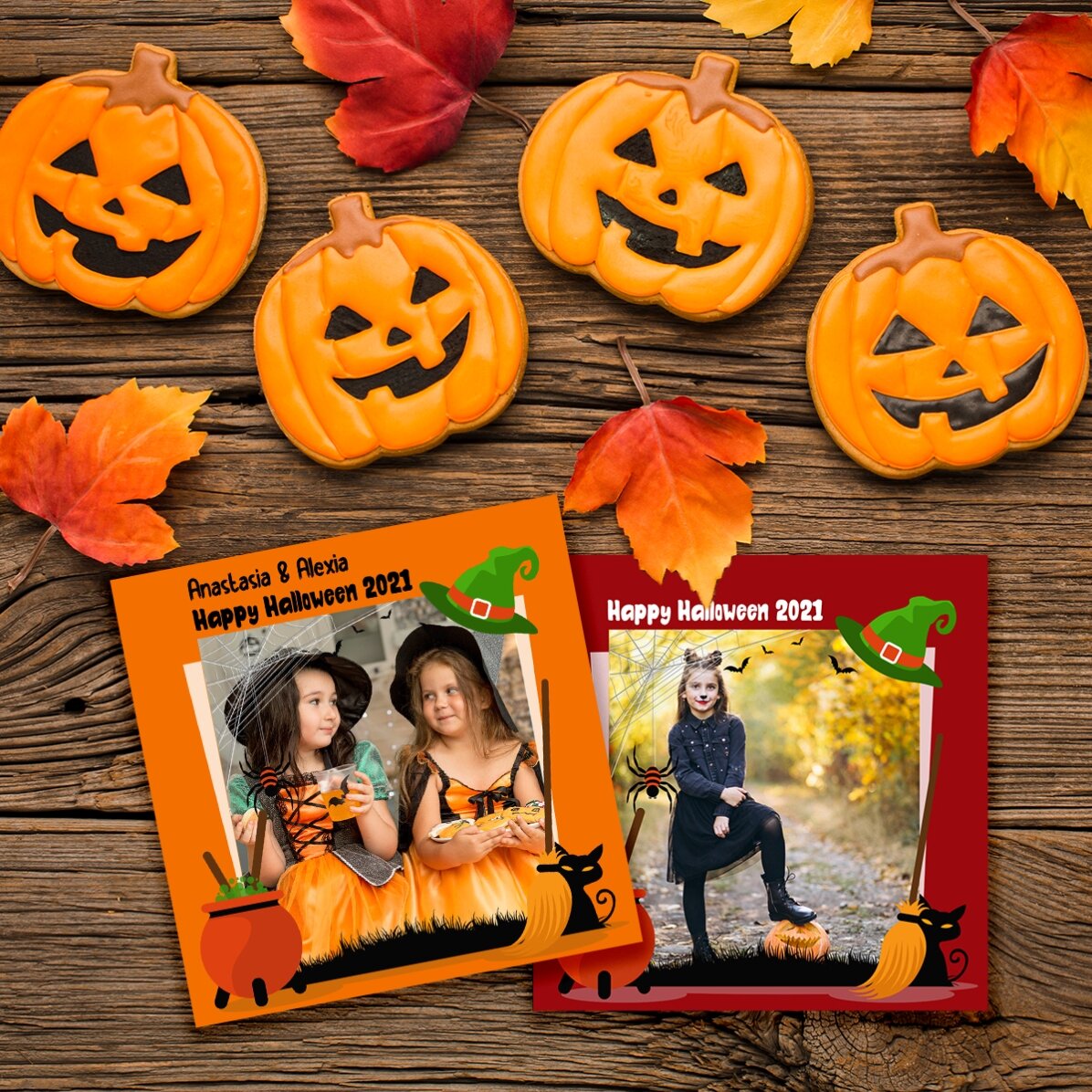 Magnete 10x10 personalizzato con una foto e un testo - Halloween