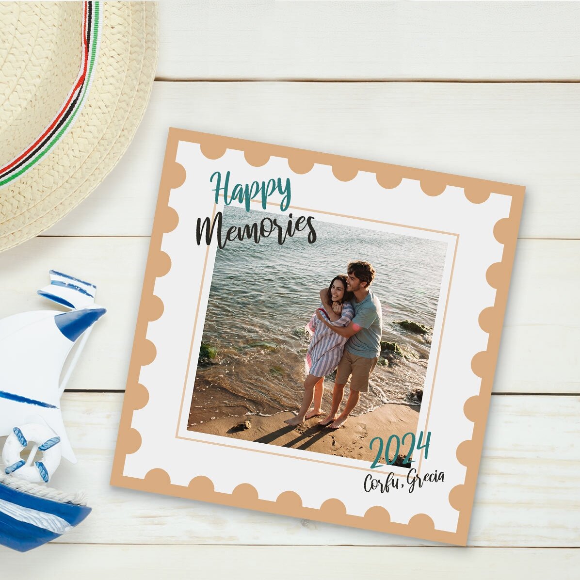 Magnete 10x10 personalizzato con una foto e un testo - Happy Memories