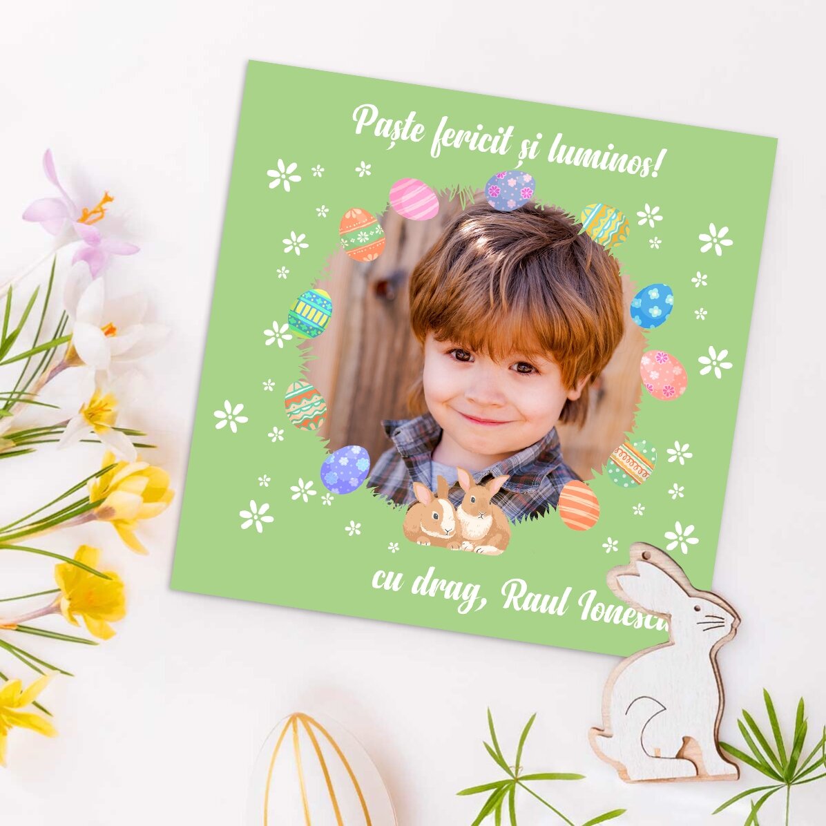 Magnete 10x10 personalizzato con una foto e un testo - Pasqua