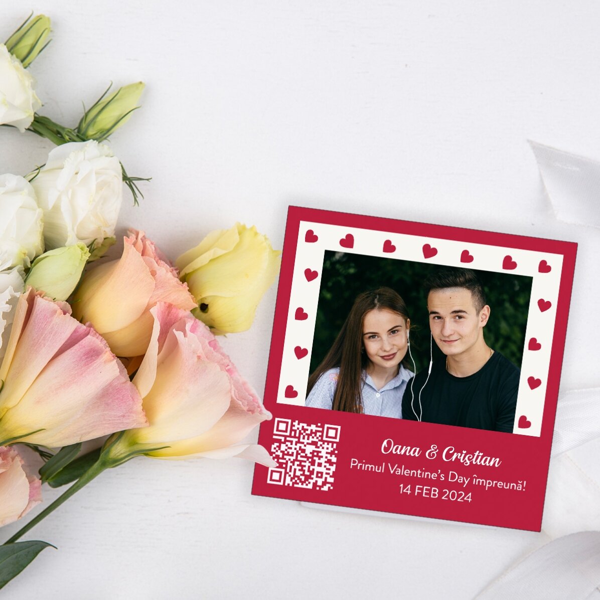 Magnete 10x10 personalizzato con foto, messaggio e codice QR