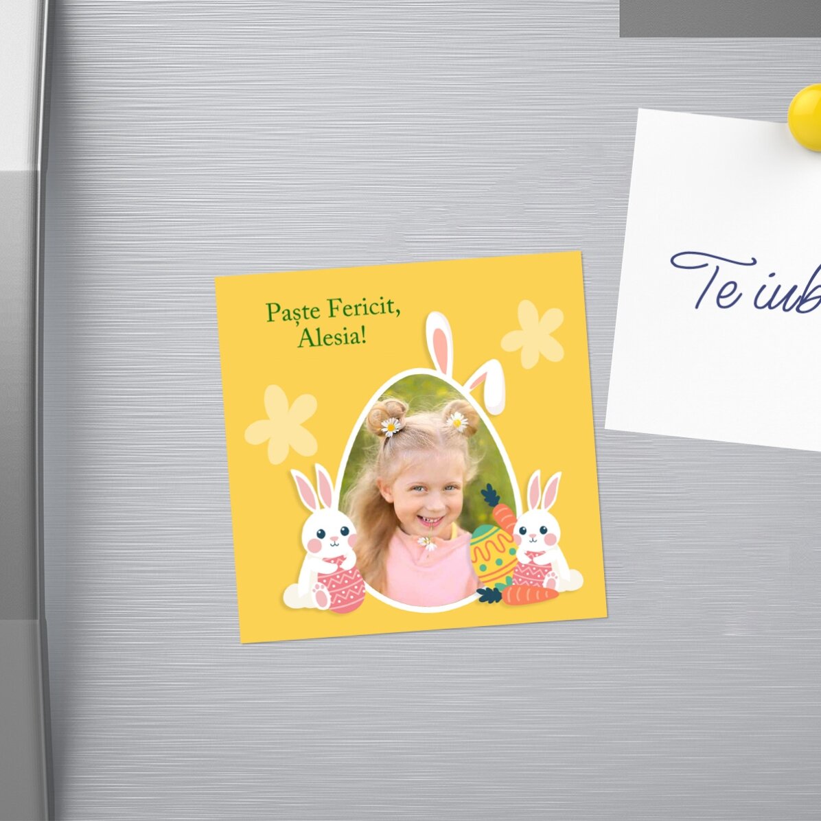Magnete 10x10 personalizzato con foto e messaggio - Pasqua