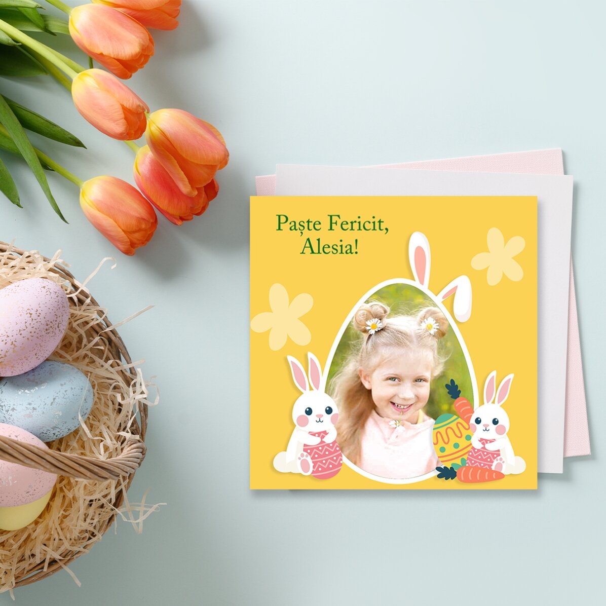 Magnete 10x10 personalizzato con foto e messaggio - Pasqua