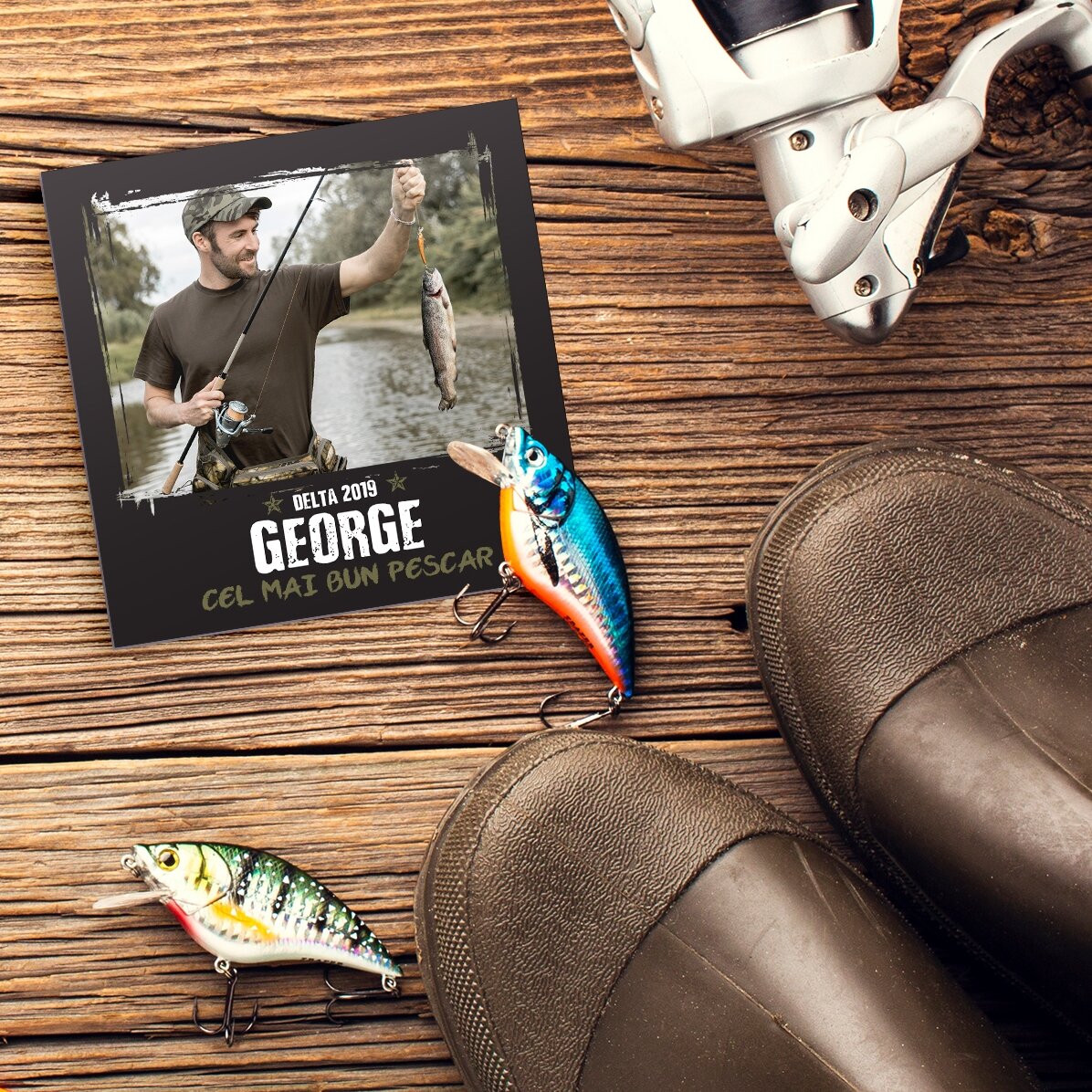 Magnete 10x10 personalizzato con foto e testo - Il miglior pescatore