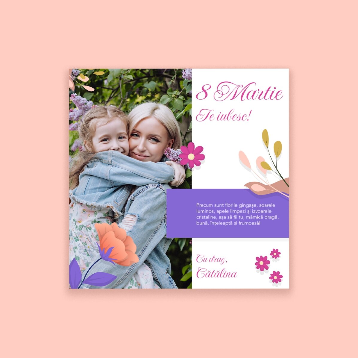 Magnete 10x10 personalizzato con foto e testo - Joyful