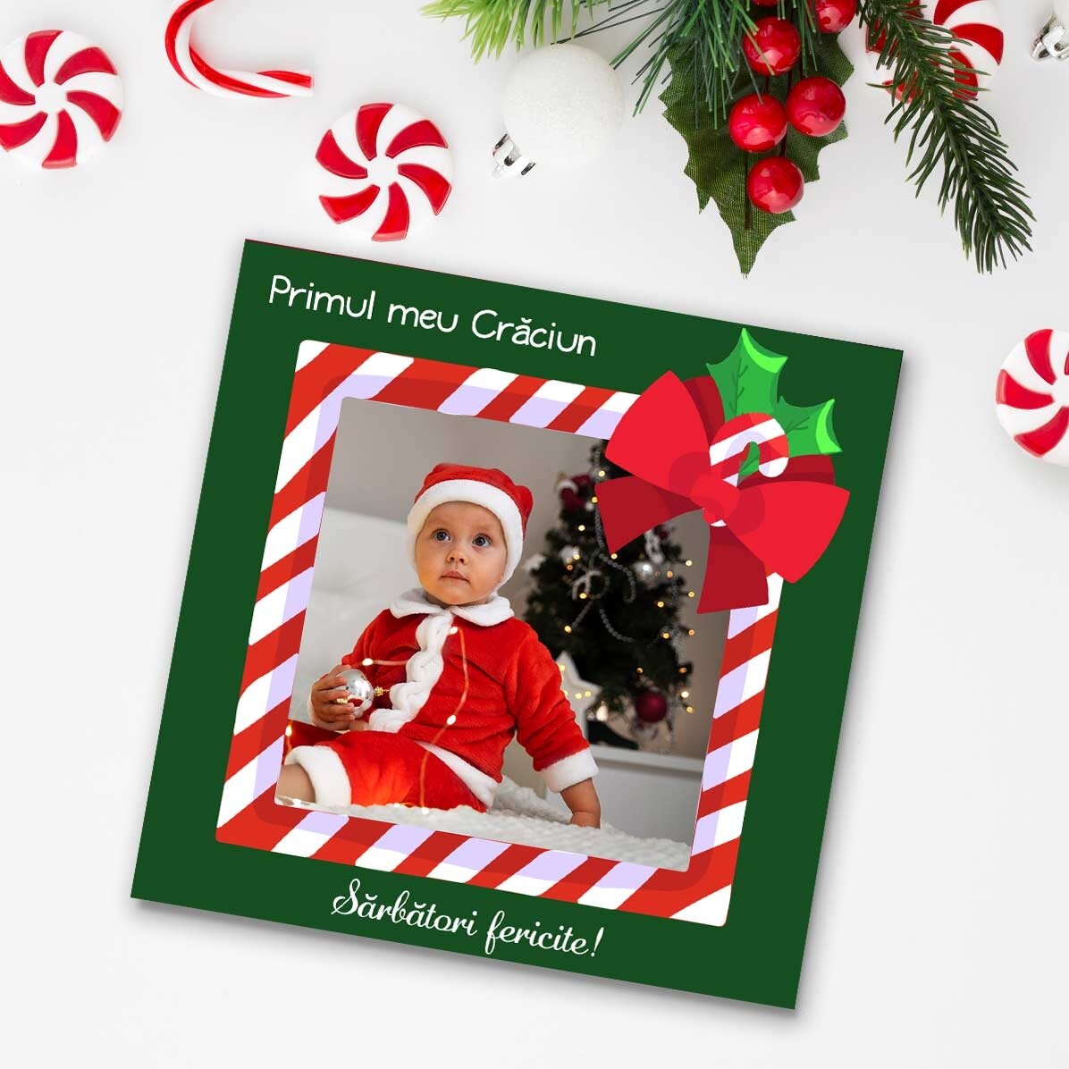 Magnete 10x10 personalizzato con foto e testo - Buone feste!
