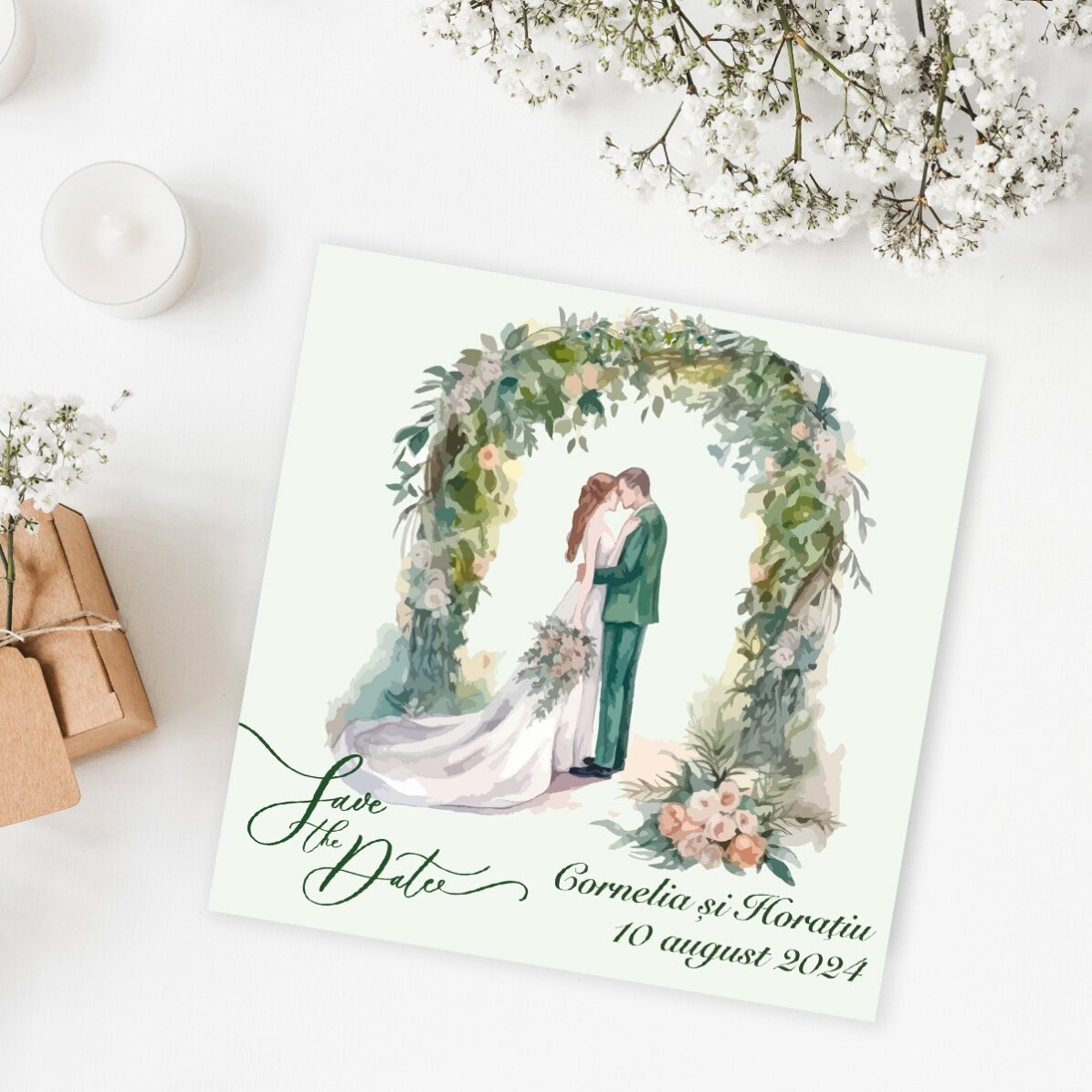Magnete personalizzato 10x10 con testo - Save the date