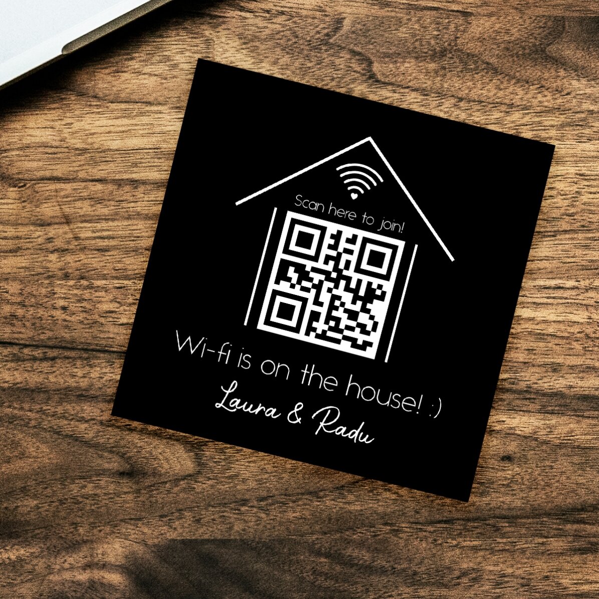 Magnete 10x10 personalizzato con testo e codice QR - Scansiona per il Wi-Fi