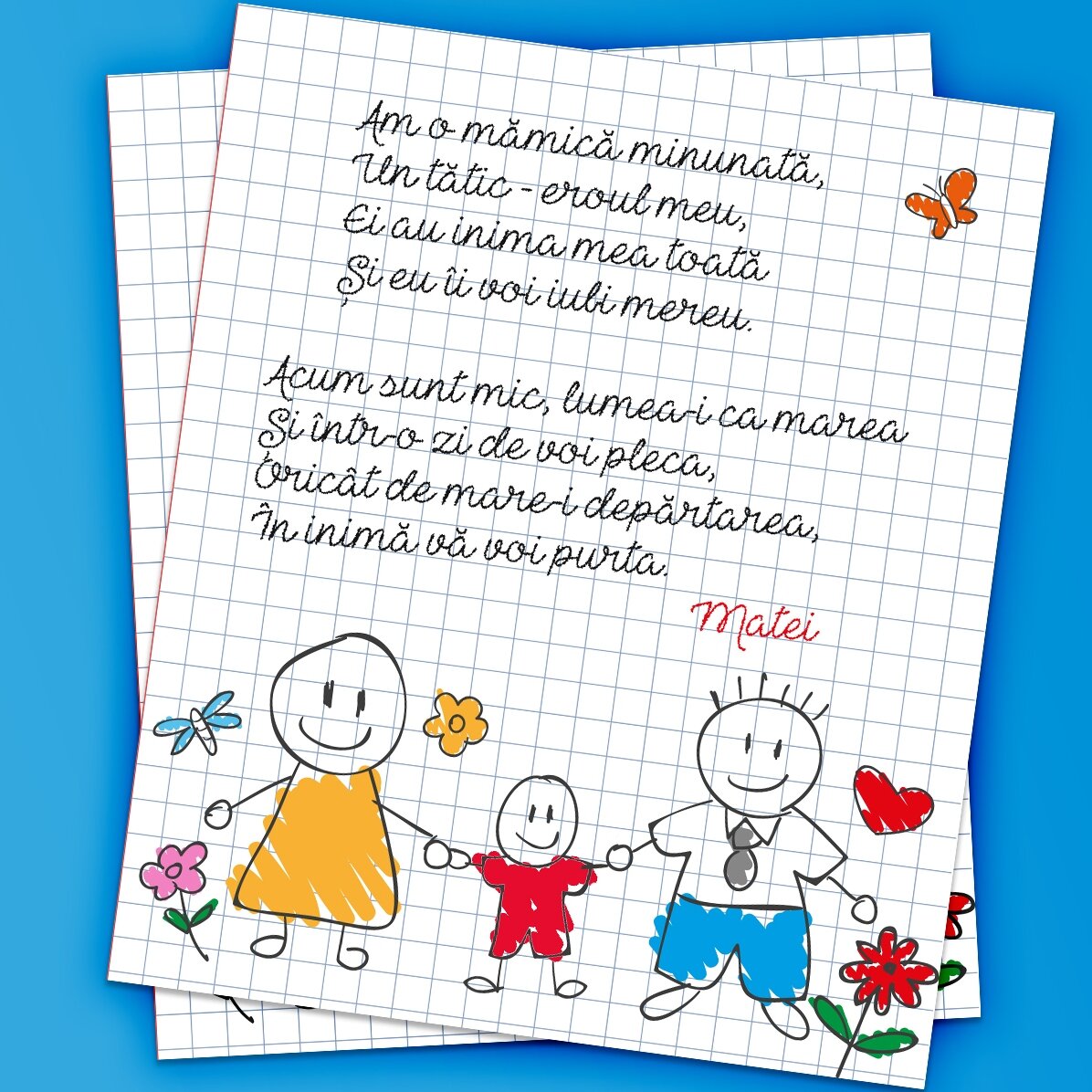 Magnete personalizzato 10x12 cm con una poesia per i genitori - Bambino