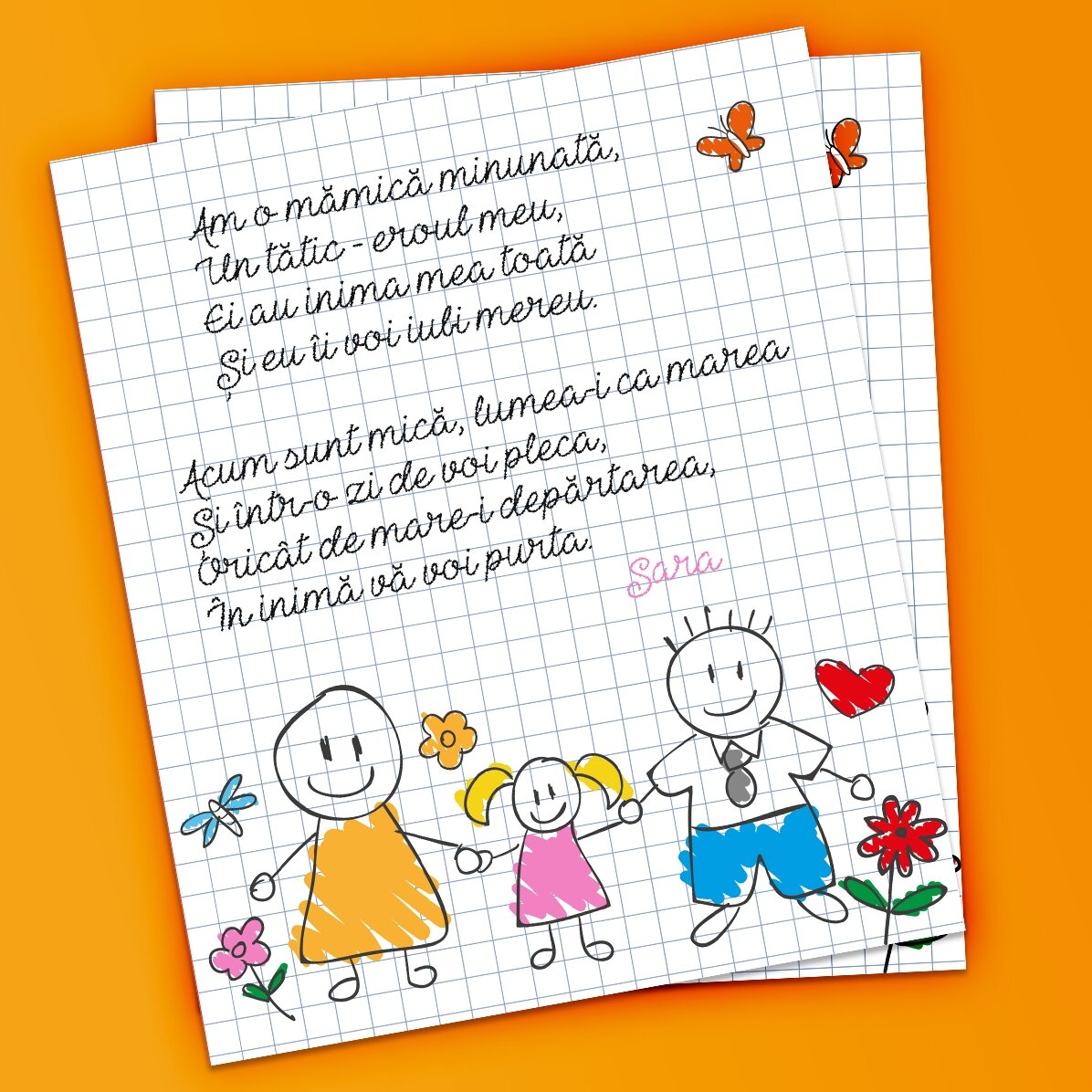 Magnete personalizzato 10x12 cm con una poesia per i genitori - Bambina