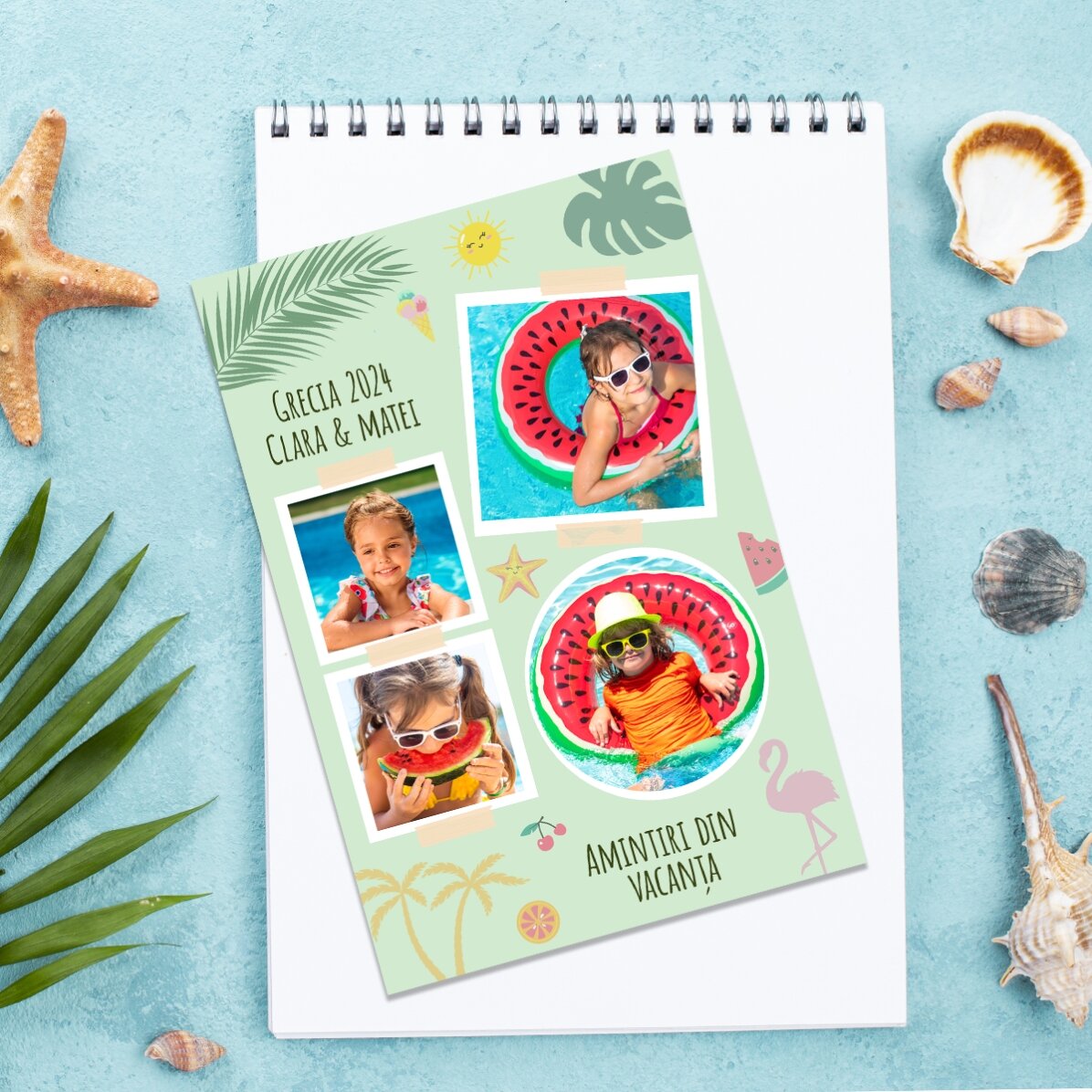 Magnete personalizzato 10x15 cm con 4 foto e testo - Vacanze