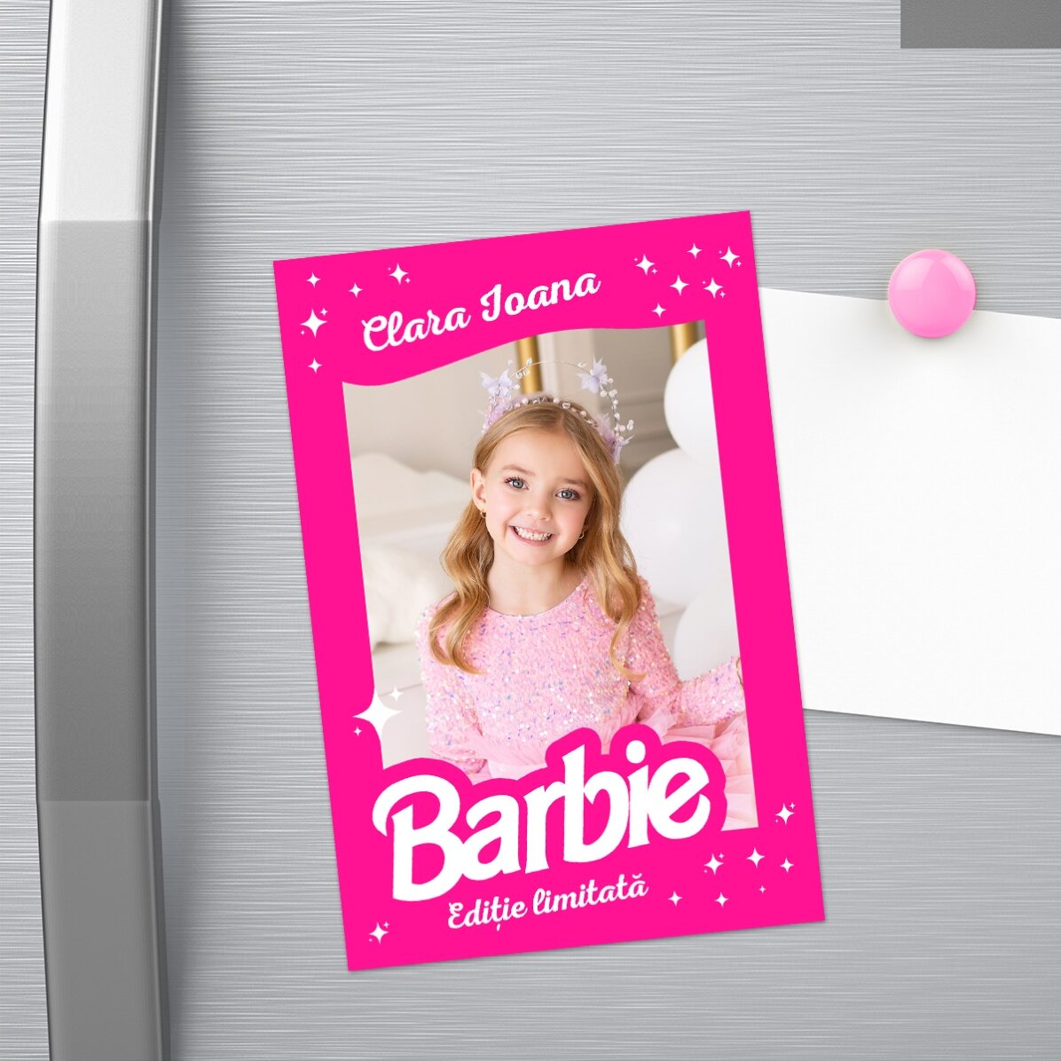Magnete personalizzato 10x15 cm con foto e testo - Barbie