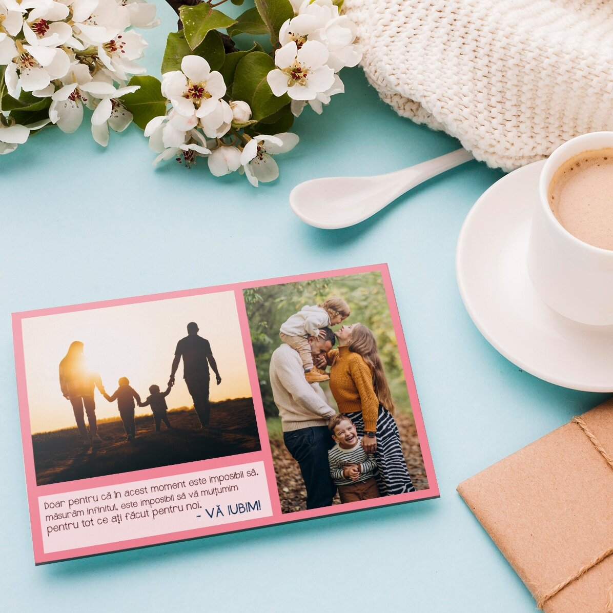 Magnete personalizzato 10x15 cm con testo e 2 foto - Grazie!