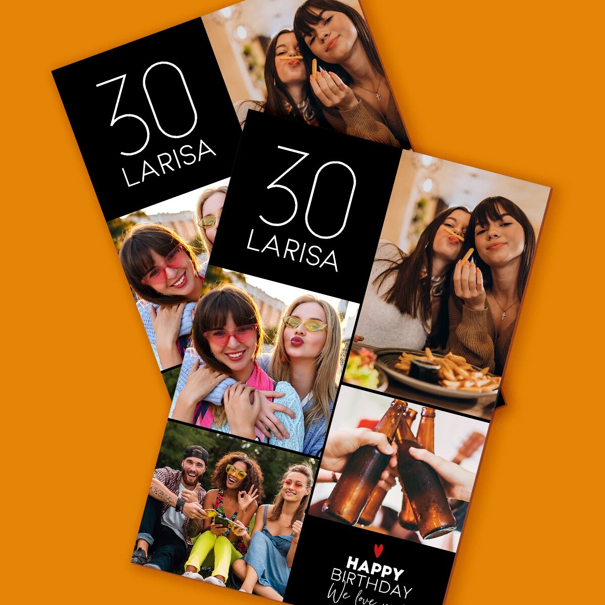 Magnete personalizzato 10x15 cm con testo e 4 foto - Buon compleanno