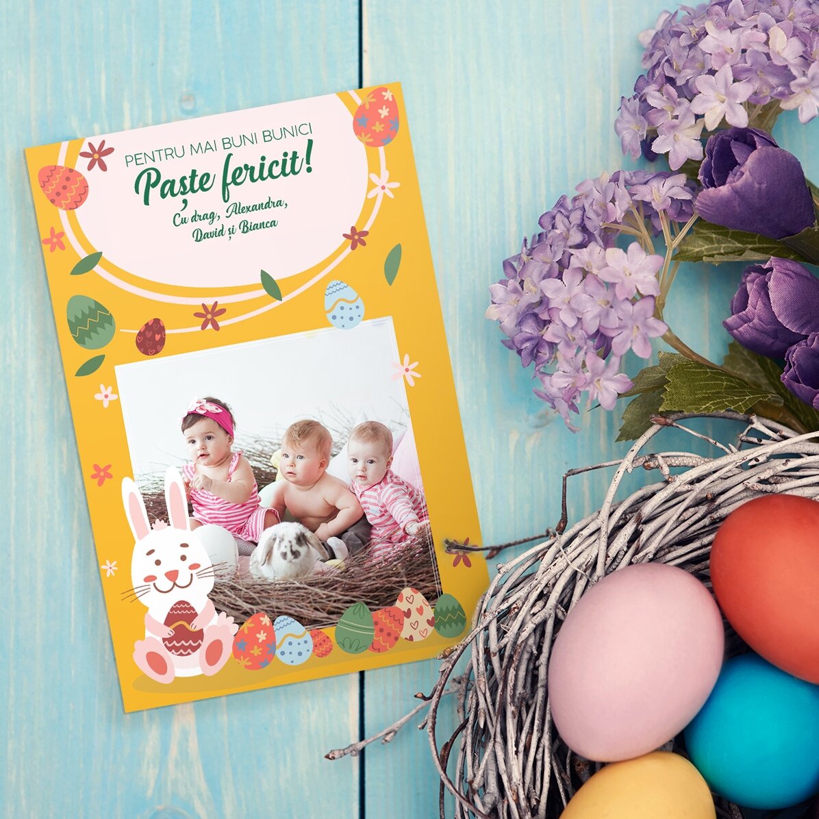 Magnete personalizzato 10x15 cm con testo e foto - Buona Pasqua