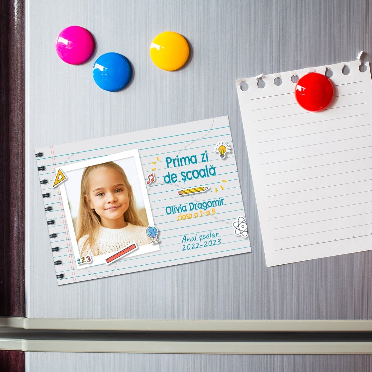 Magnete personalizzato 10x7 cm con foto e testo - Il primo giorno di scuola