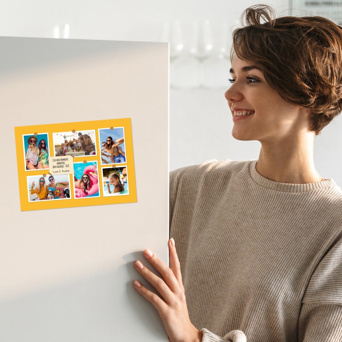 Magnete personalizzato 18x13 cm con 6 foto e testo - Ricordi
