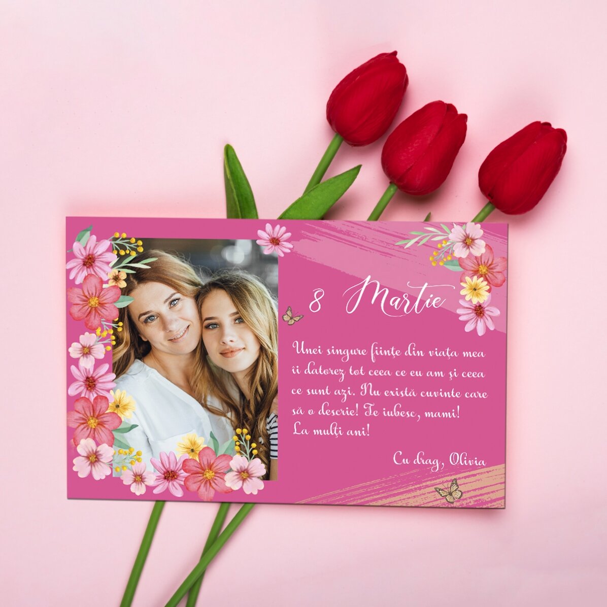 Magnete personalizzato 15x10 cm con foto e testo - 8 marzo
